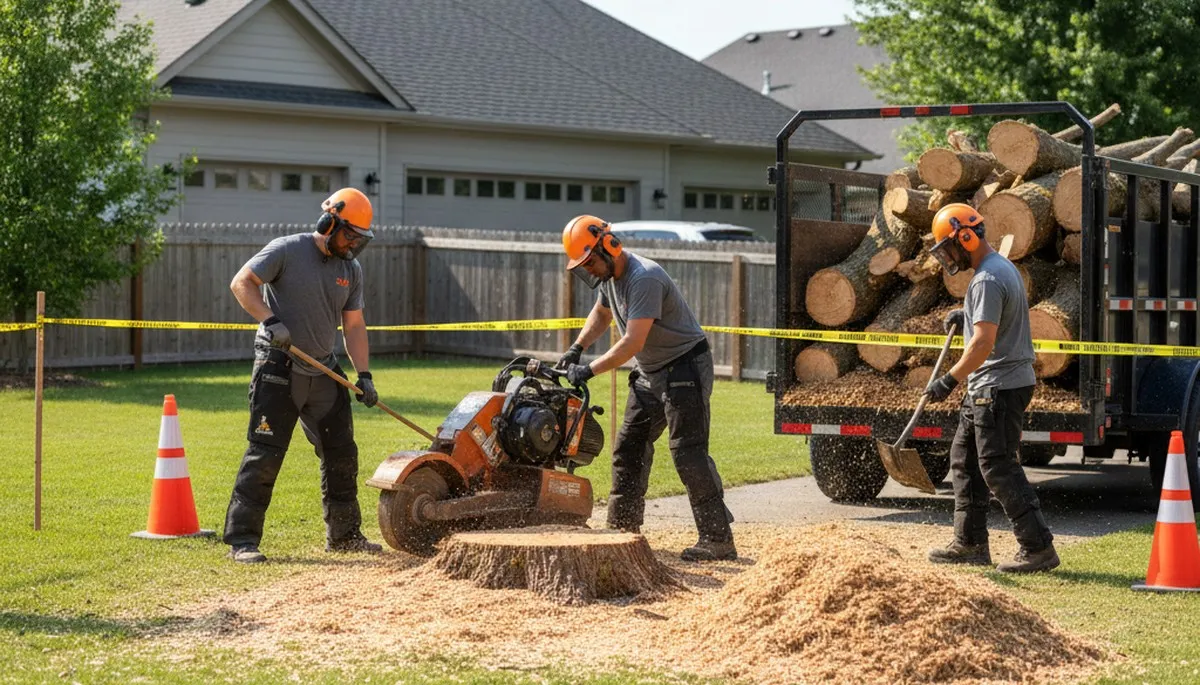 Los Angeles stump removal crew clearing a stump on a residential property