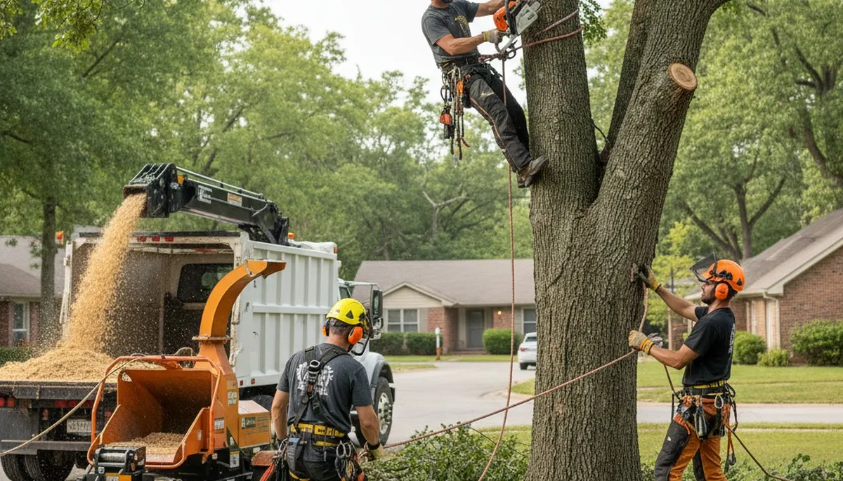 Los Angeles, CA tree removal crew safely removing a hazardous tree on a residential property