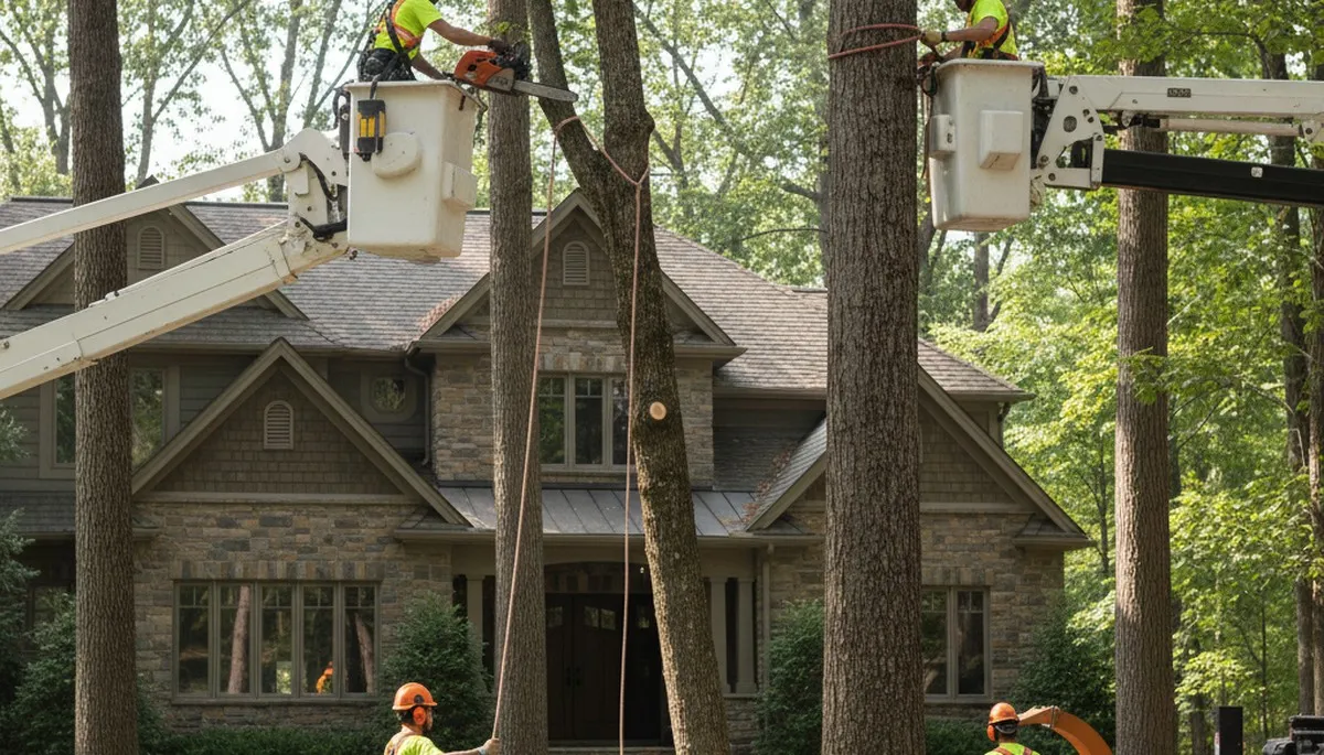 Tree service crew in Los Angeles, CA providing professional tree removal and trimming services
