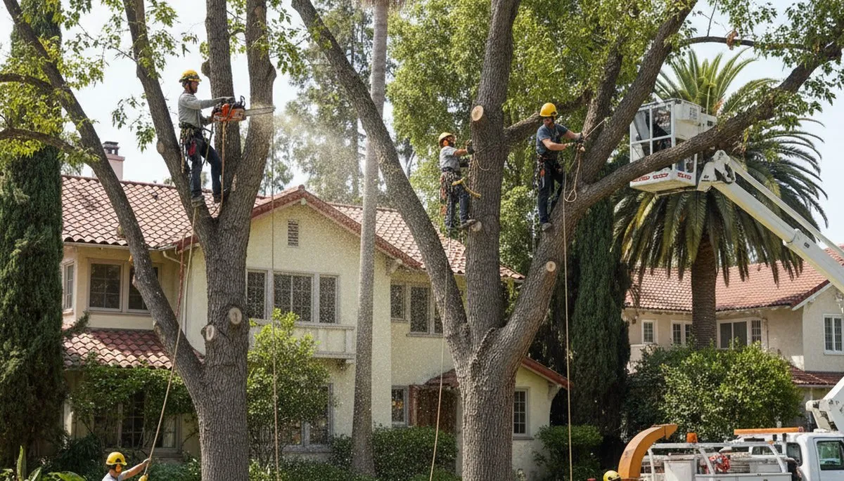 Tree service crew in Los Angeles, CA providing professional tree removal and trimming