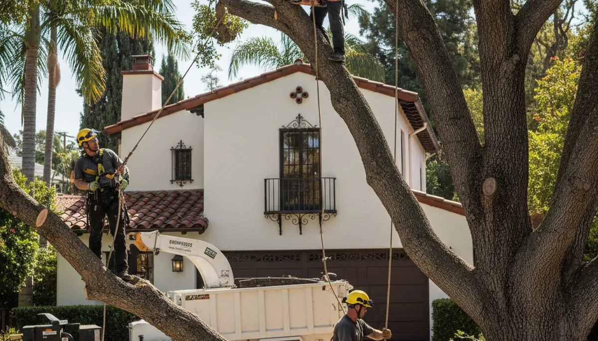 Tree service crew in Los Angeles, CA providing professional tree removal and trimming services